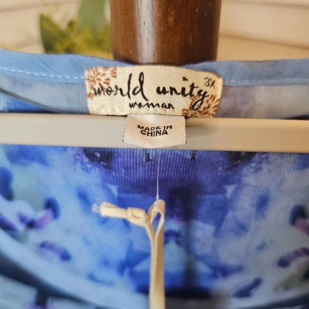 World Unity Woman, Plus Size 3X, Layered, Handkerchief Top with Matching Tank - Picture 2 of 11